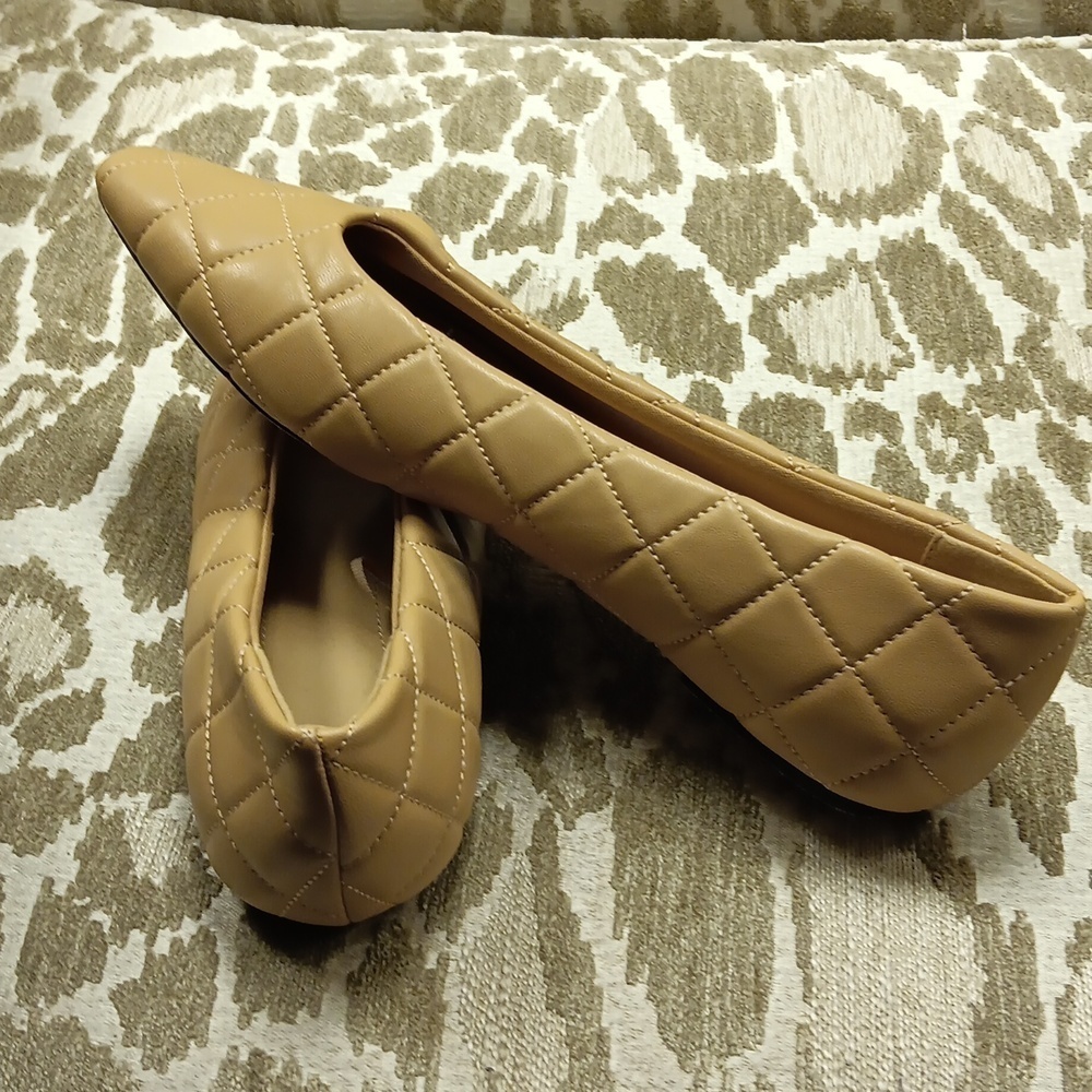 H&M Quilted Pointed Ballet Flats Women's Beige Cream Size 40 - Picture 4 of 4
